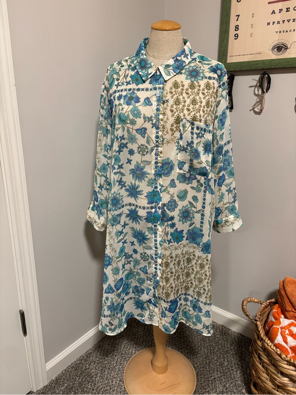 Long button down tunic blouse